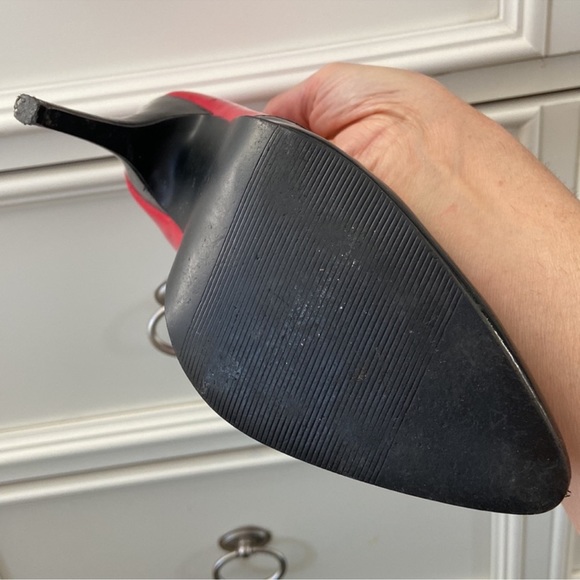 80s Patent leather pumps latex style red and black Spike heels 👠 Vintage - Picture 12 of 12